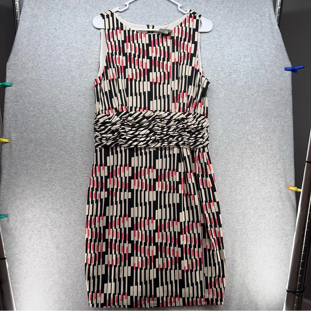 Taylor Black, White, and Pink Patterned Midi Dress - Picture 1 of 5